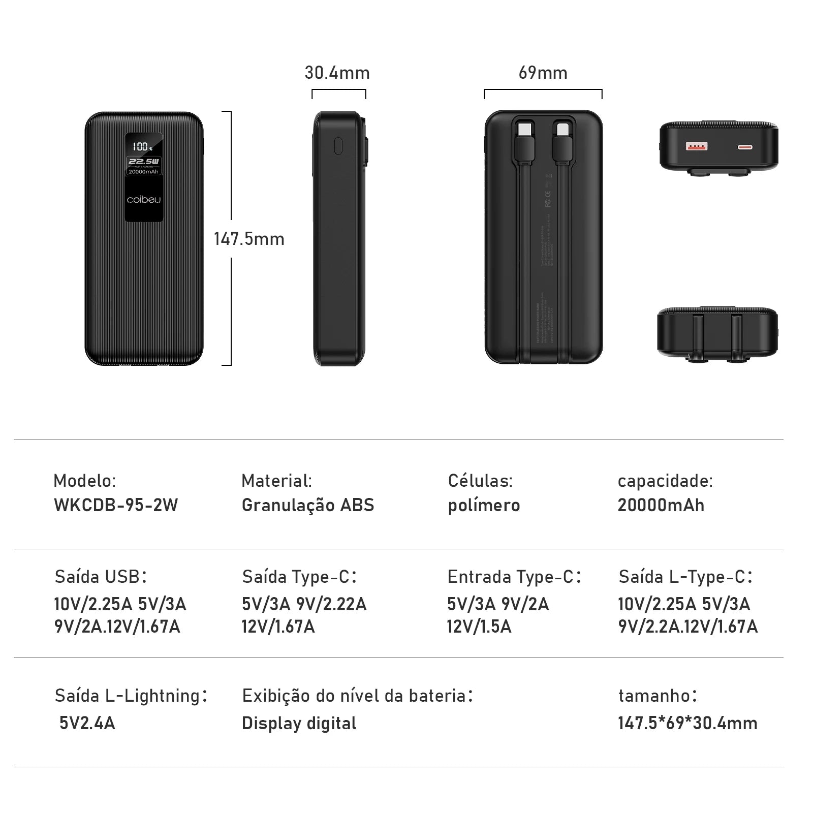 Coibeu 10000mAh 23W Portable Power Bank