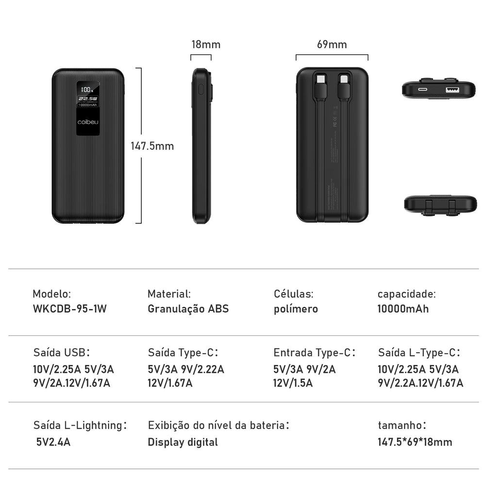 Coibeu 10000mAh 23W Portable Power Bank