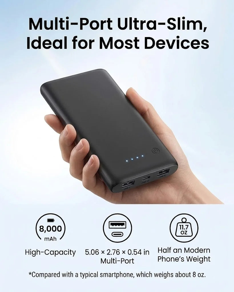 Pocket Travel Power Bank 8000mAh